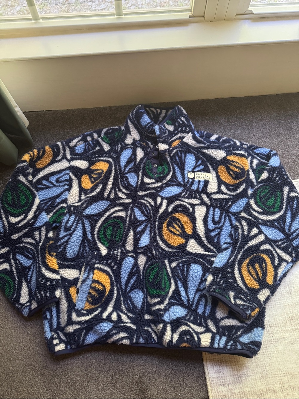 Parks Project Fleece Pullover Fleece Unisex M Blue Floral